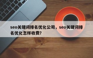 seo关键词排名优化公司，seo关键词排名优化怎样收费？