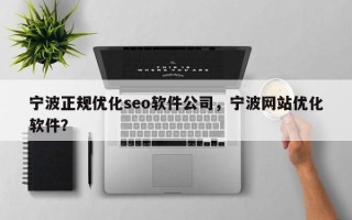 宁波正规优化seo软件公司，宁波网站优化软件？