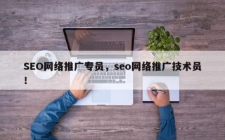 SEO网络推广专员，seo网络推广技术员！