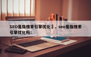SEO是指搜索引擎优化	，seo是指搜索引擎优化吗！