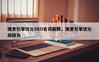 搜索引擎优化SEO名词解释，搜索引擎优化简称为