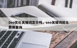 Seo优化关键词出价吗，seo关键词优化费用查询