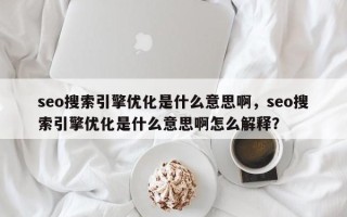 seo搜索引擎优化是什么意思啊，seo搜索引擎优化是什么意思啊怎么解释？